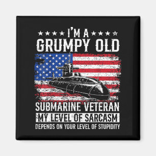 Aimant Un vétéran de sous-marin grincheux Drapeau USA Sou