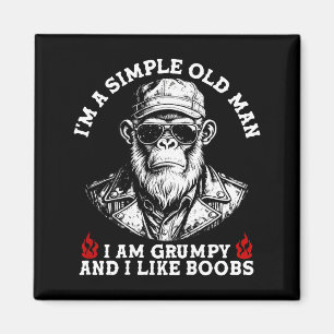 Aimant Un vieil homme simple bougon et j'aime (au dos)