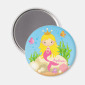 Aimant Under the Sea Cute Blonde Mermaid Custom (Recto/Verso)