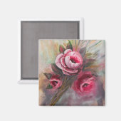 Aimant une bande de roses roses roses peintes en acryliqu (Recto/Verso)