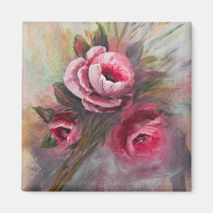 Aimant une bande de roses roses roses peintes en acryliqu