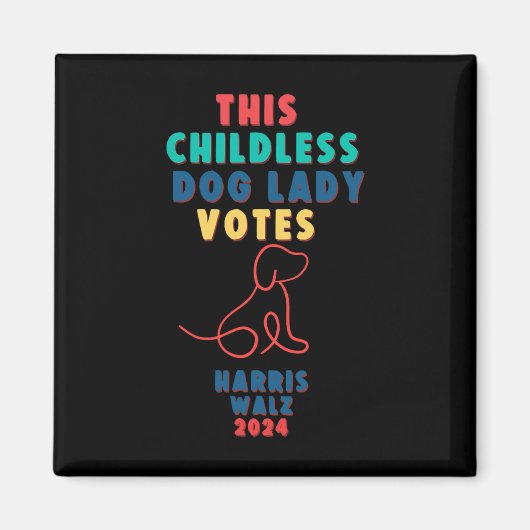 Aimant Une dame chien sans enfants vote Kamala - Harris W (Devant)