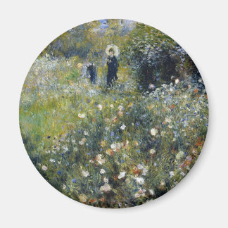 Aimant Une femme avec un parasol dans un jardin par Augus