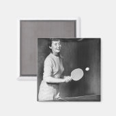 Aimant Une Femme Jouant Au Tennis De Table (Recto/Verso)