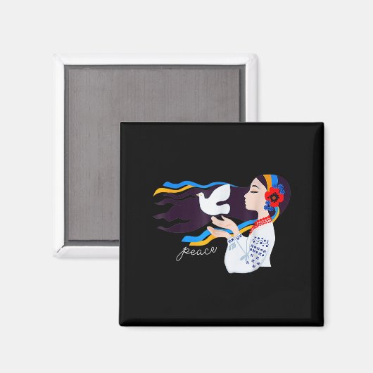 Aimant Une fille colombe de paix soutient l'Ukraine souti (Recto/Verso)