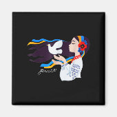 Aimant Une fille colombe de paix soutient l'Ukraine souti (Devant)