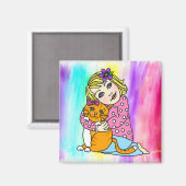 Aimant Une fille et son chat Hugs et l'amour de l'artisan (Recto/Verso)