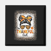 Aimant Une Fille Merci Thanksgiving Messy Bun Leopard B (Devant)