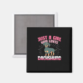 Aimant Une fille qui aime Dachshund (Recto/Verso)