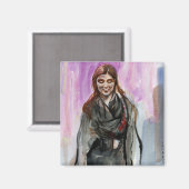 Aimant Une fille souriante en noir (Recto/Verso)