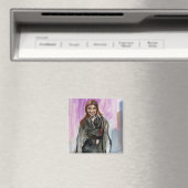 Aimant Une fille souriante en noir (In Situ (Lave-vaisselle))