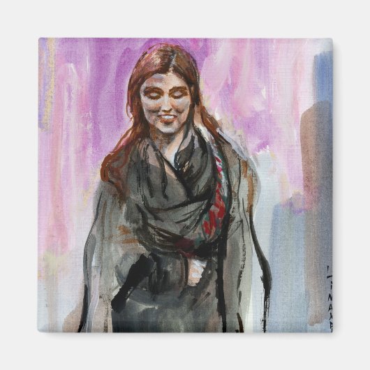 Aimant Une fille souriante en noir (Devant)