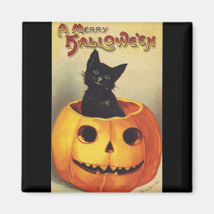 Aimant Une joyeuse Halloween par Ellen Clapsaddle, Chat V
