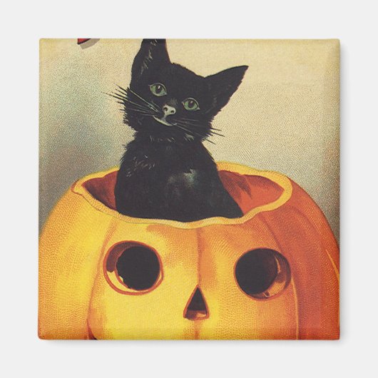 Aimant Une joyeuse Halloween par Ellen Clapsaddle, Chat V (Devant)