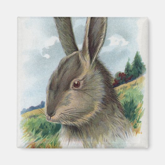 Aimant Une joyeuse scène de lapin gris Eastertide (Devant)