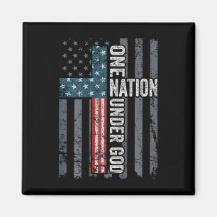Aimant Une nation sous Dieu - Drapeau chrétien croix Usa