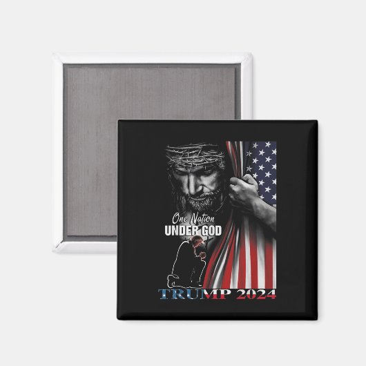Aimant Une nation sous Dieu Trump 2024 Dieu drapeau améri (Recto/Verso)