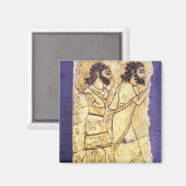 Aimant Une plaque représentant deux hommes marchant (Recto/Verso)