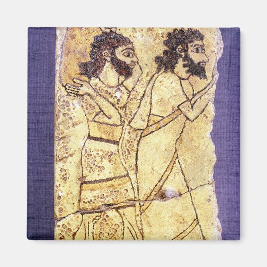 Aimant Une plaque représentant deux hommes marchant (Devant)