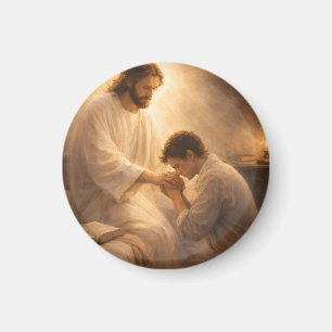 Aimant Une prière à genoux avec Jésus
