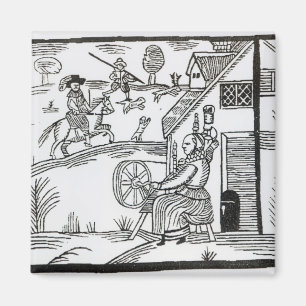 Aimant Une scène de pays avec une rotation de femme