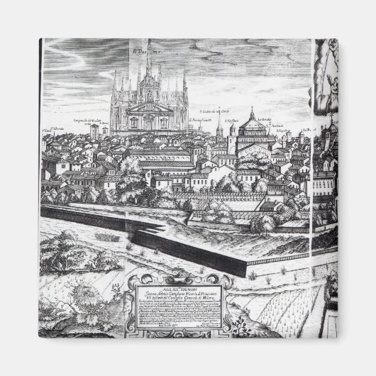 Aimant Une section d'une carte de Milan, 1640 (Devant)