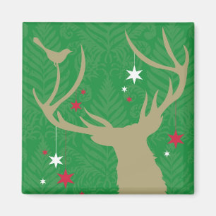 Aimant Une silhouette d'un cerf commun avec des étoiles
