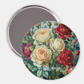 Aimant Une splendeur rose. Bouquet floral de roses. (Recto/Verso)