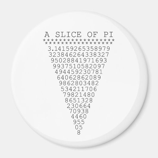 Aimant Une tranche de numéros Pi (Devant)