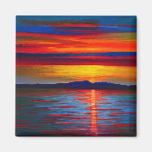 Aimant Une version abstraite du coucher de soleil sur l'o (Devant)