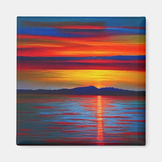 Aimant Une version abstraite du coucher de soleil sur l'o (Devant)