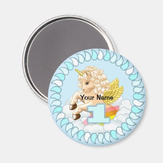 Aimant Unicorn Anniversaire 1 an (Recto/Verso)