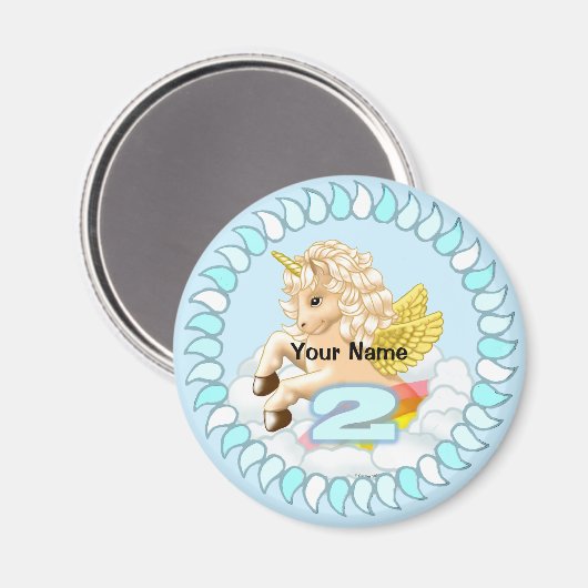 Aimant Unicorn Anniversaire 2 ans (Recto/Verso)