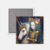 Aimant Unicorn et Lady Imaginaire Art (Recto/Verso)