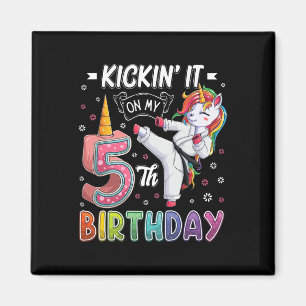 Aimant Unicorn Karate 5e anniversaire Cinq 5 ans Taekw