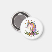 Aimant Unicorn mignon Whimsical Girl Nom personnalisé (Recto/Verso)