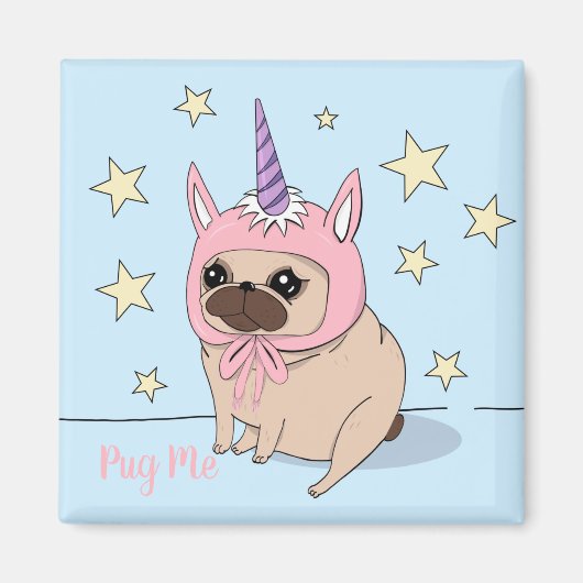 Aimant Unicorn pug (Devant)