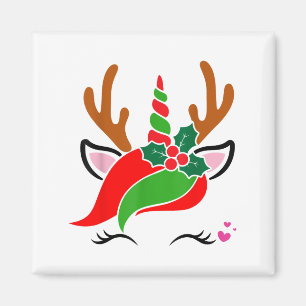 Aimant Unicorn Reindeer Face Joli Noël Drôle