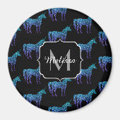 Aimant Unicorn Sparkles aqua blue ombre motif Monogramme (Devant)