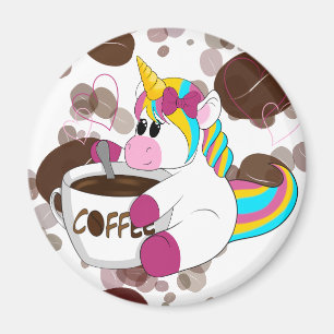 Aimant Unicorn with coffee