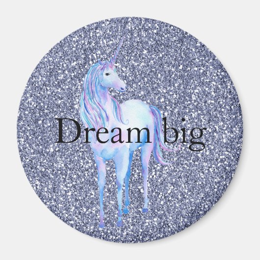 Aimant Unicorne à Parties scintillant violette (Devant)