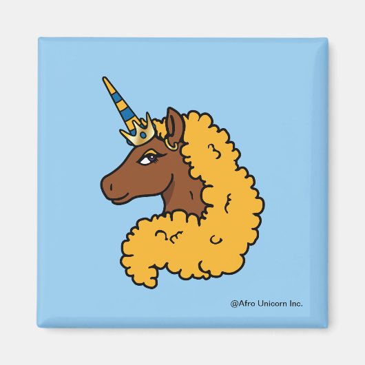 Aimant Unicorne Afro Jaune (Devant)