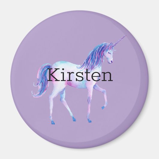Aimant Unicorne blanche violette (Devant)