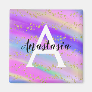 Aimant Unicorne colorée Rainbow Gold Parties scintillant