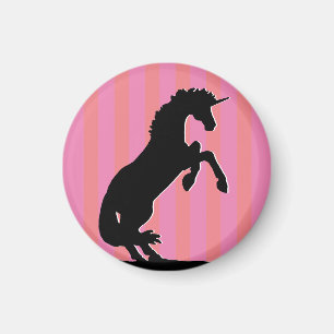 Aimant Unicorne d'élevage noir (rayé rose)