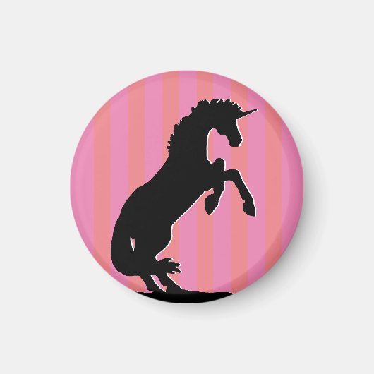 Aimant Unicorne d'élevage noir (rayé rose) (Devant)