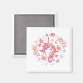 Aimant Unicorne en rose et orange (Recto/Verso)