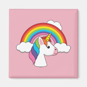 Aimant Unicorne et arc-en-ciel avec nuages Kawaii
