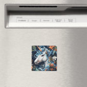 Aimant Unicorne et fleurs design imaginaire (In Situ (Lave-vaisselle))
