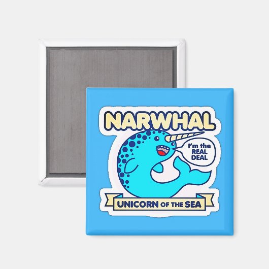 Aimant Unicorne Narwhal De La Mer (Recto/Verso)